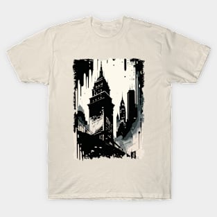 New York City Postcard Art Style Vintage Buildings Cityscape T-Shirt